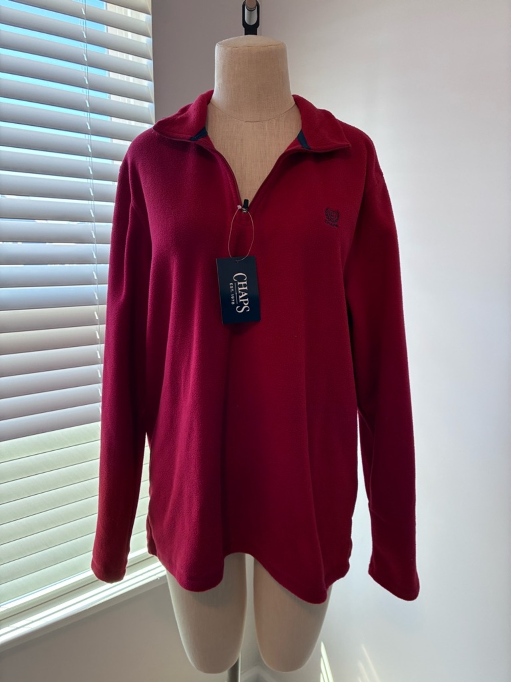 NWT Chaps Men’s Red 1/4 Zip Fleece Pullover Sweatshirt